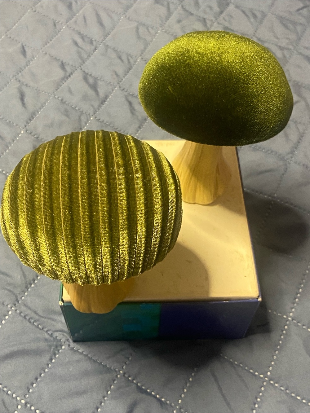 BULLSEYE 2PC. Green Velvet Mushrooms